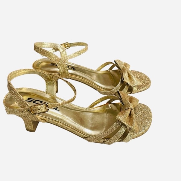 Soda Girl's Girly 2" Heel Sandals Size 1 Big Kid Open Toe Slingback
Gold Glitter - Picture 4 of 11